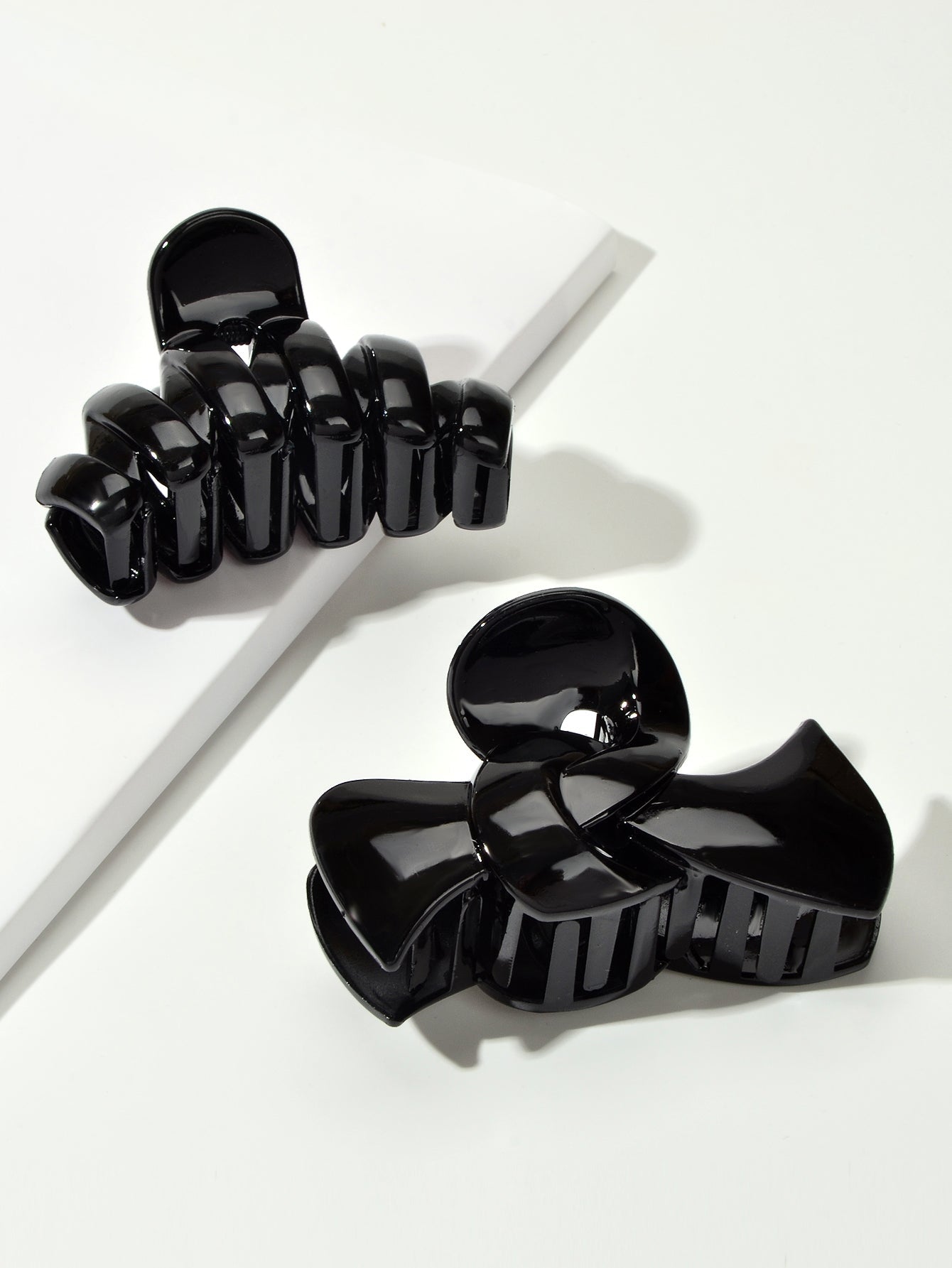 2pcs $5.99 Big Hair Claw Hair Accessory Black Plastic Bowknot Hair Clip Headwear-3