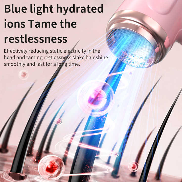 NNEDSZ Pink wireless Hair Dryer with Cold & Hot Air, Portable Large-Capacity Rechargeable Ionic Dryer, Fast-Drying, Lightweight and Compact for Home and Travel
