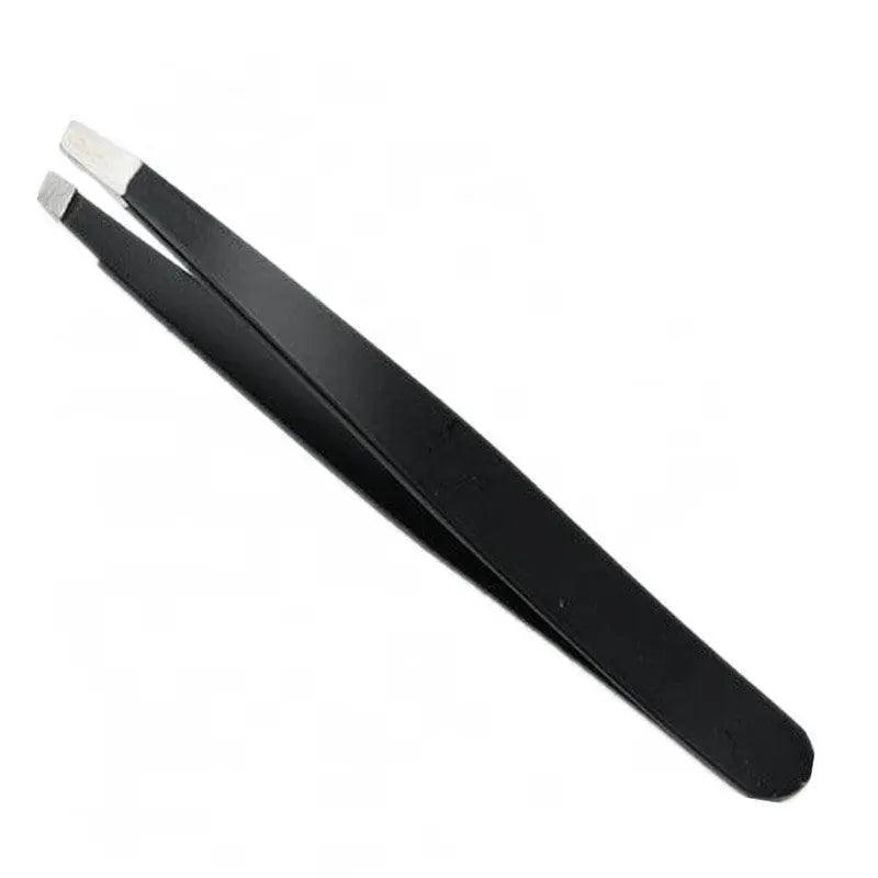 Stainless Steel Hair Eyebrow Tweezers Plucker Puller Beauty Slanted Nail Tip